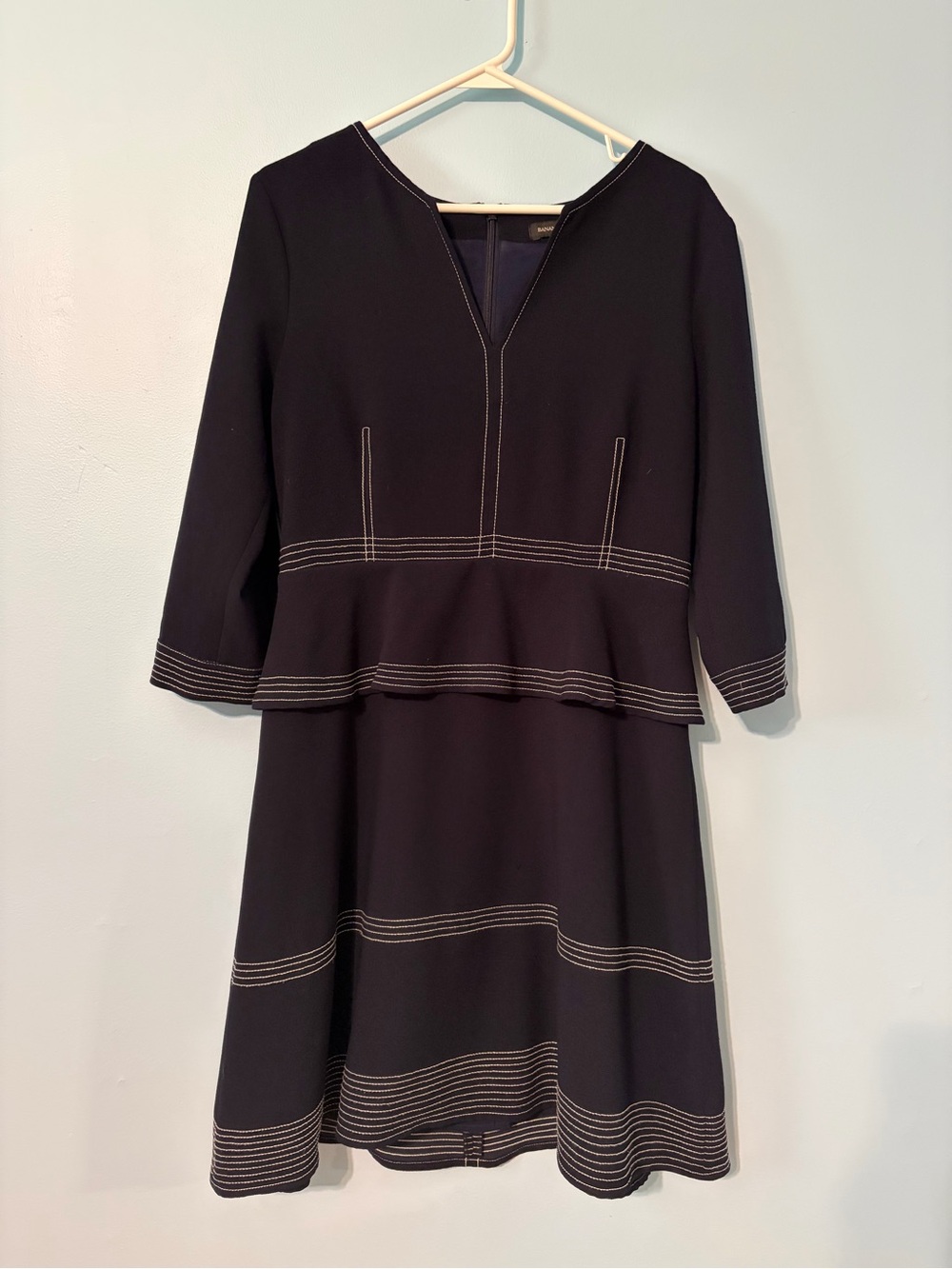 Banana Republic Dark Blue Peplum Midi Dress with Stitching